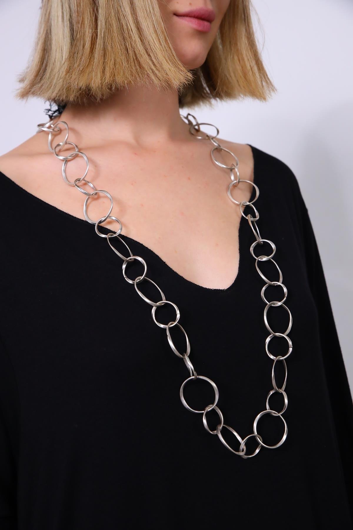 Gümüş Kaplama Halka Kolye - Şaman Butik Gümüş Kaplama Halka Kolye