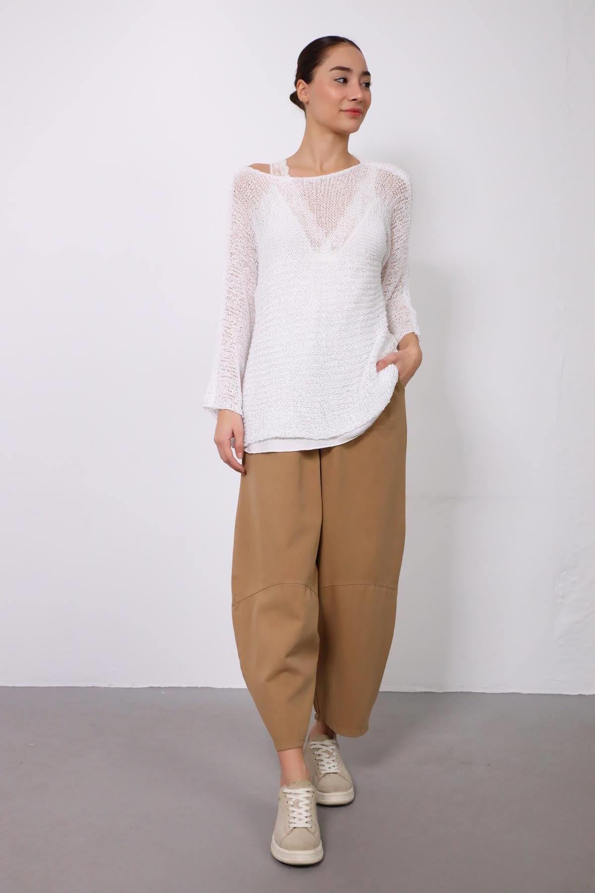 White Mercerized Blouse - Saman Butik | Shop Online White Mercerized Blouse