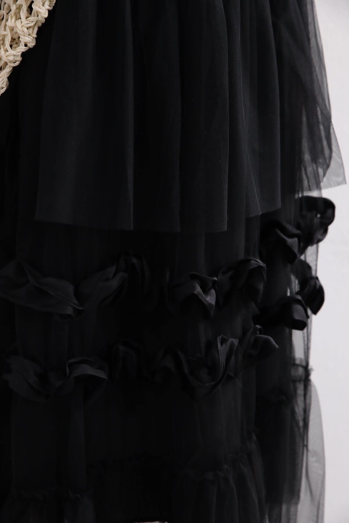 Siyah Katlı Tül Etek - Şaman Butik Siyah Katlı Tül Etek