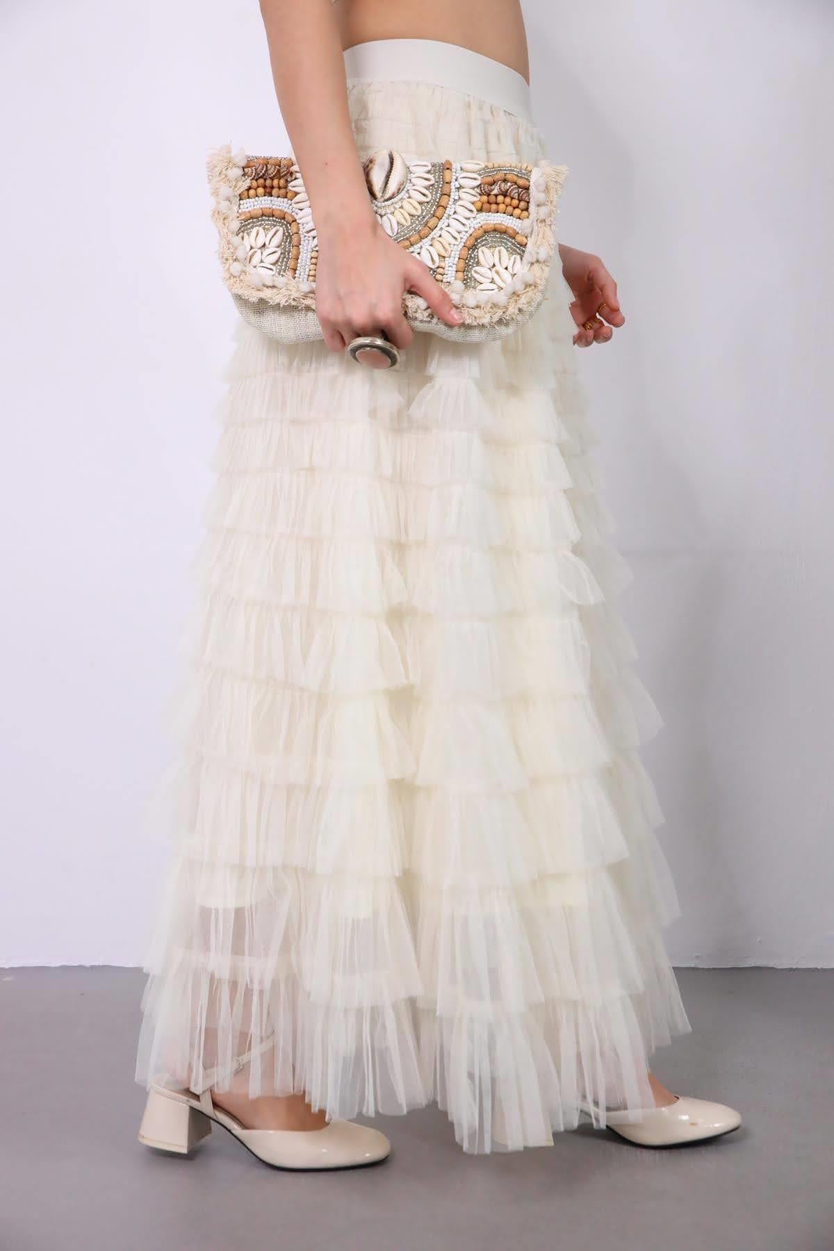 Ecru Layered Tulle Skirt Ecru Layered Tulle Skirt