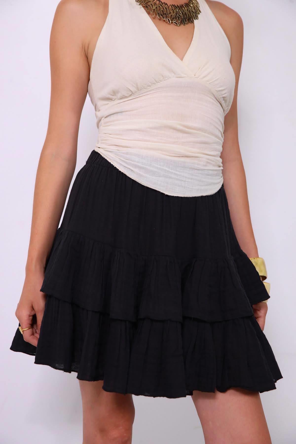 Siyah Kat Kat Mini Etek - Şaman Butik Siyah Kat Kat Mini Etek