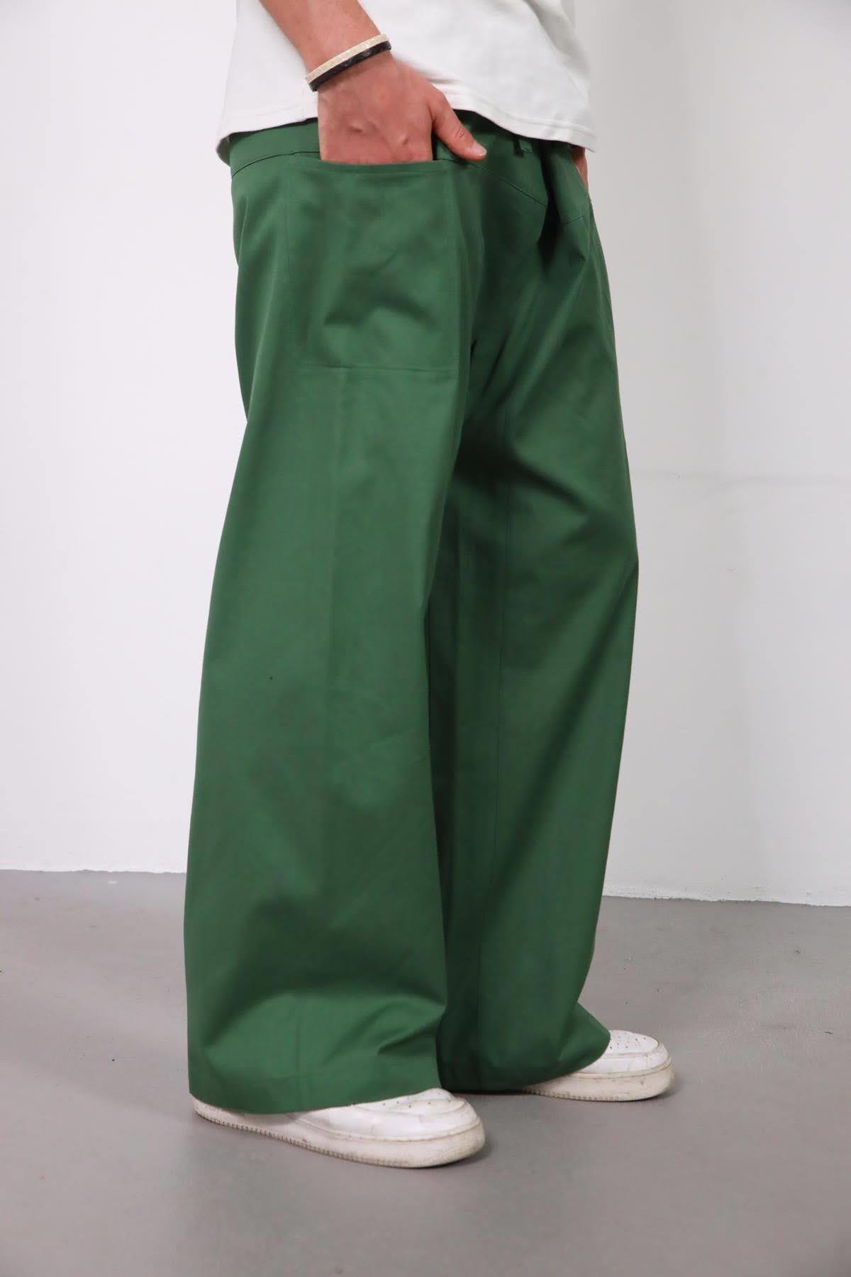  Yeşil Rahat Kesim Balıkçı Pantolon