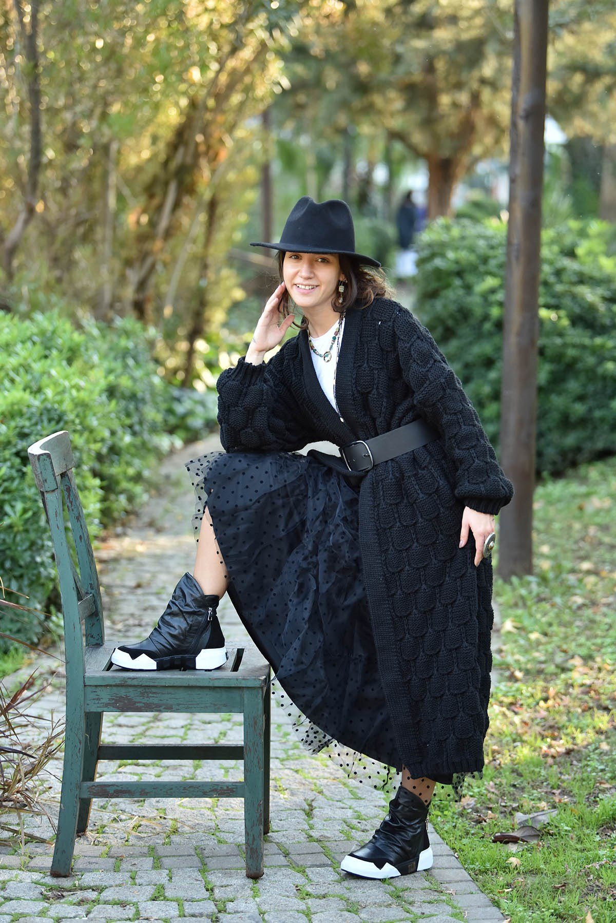  Siyah Yüksek Taban Fermuarlı Deri Bot