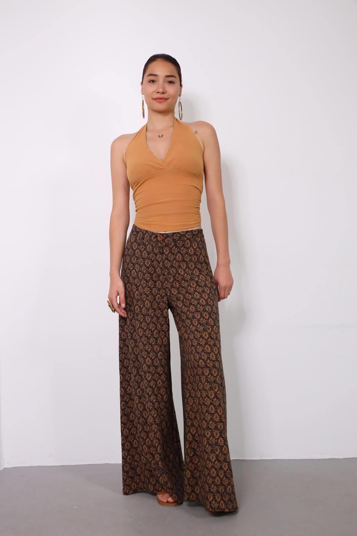 Siyah Desenli Yüksek Bel Pantolon - Şaman Butik - Bohem Giyim ve Aksesuar | Kadın & Erkek Siyah Desenli Yüksek Bel Pantolon