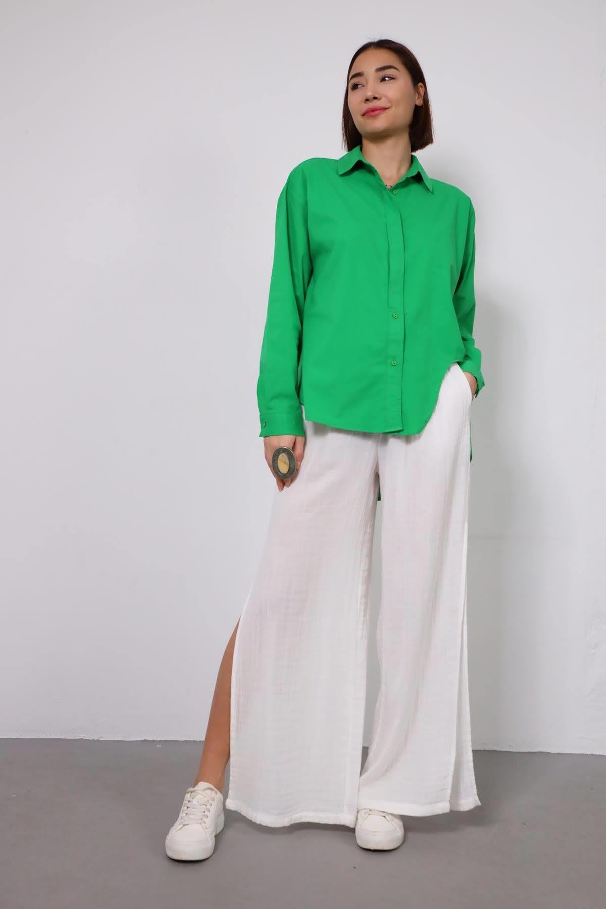 Green Back Long Detail Shirt Green Back Long Detail Shirt