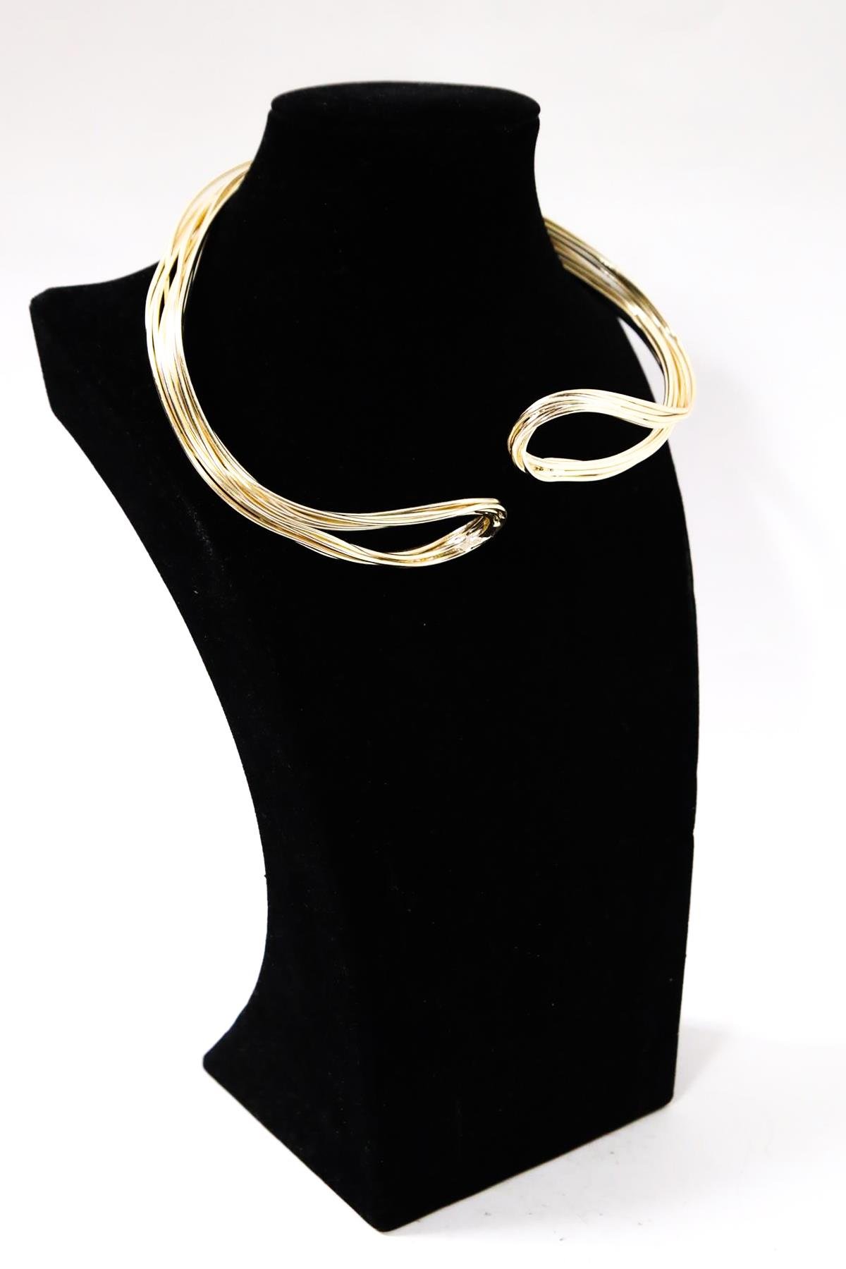 Tek Görünümlü Kelepçe Tasarım Altın Kaplama Kolye - Şaman Butik Tek Görünümlü Kelepçe Tasarım Altın Kaplama Kolye