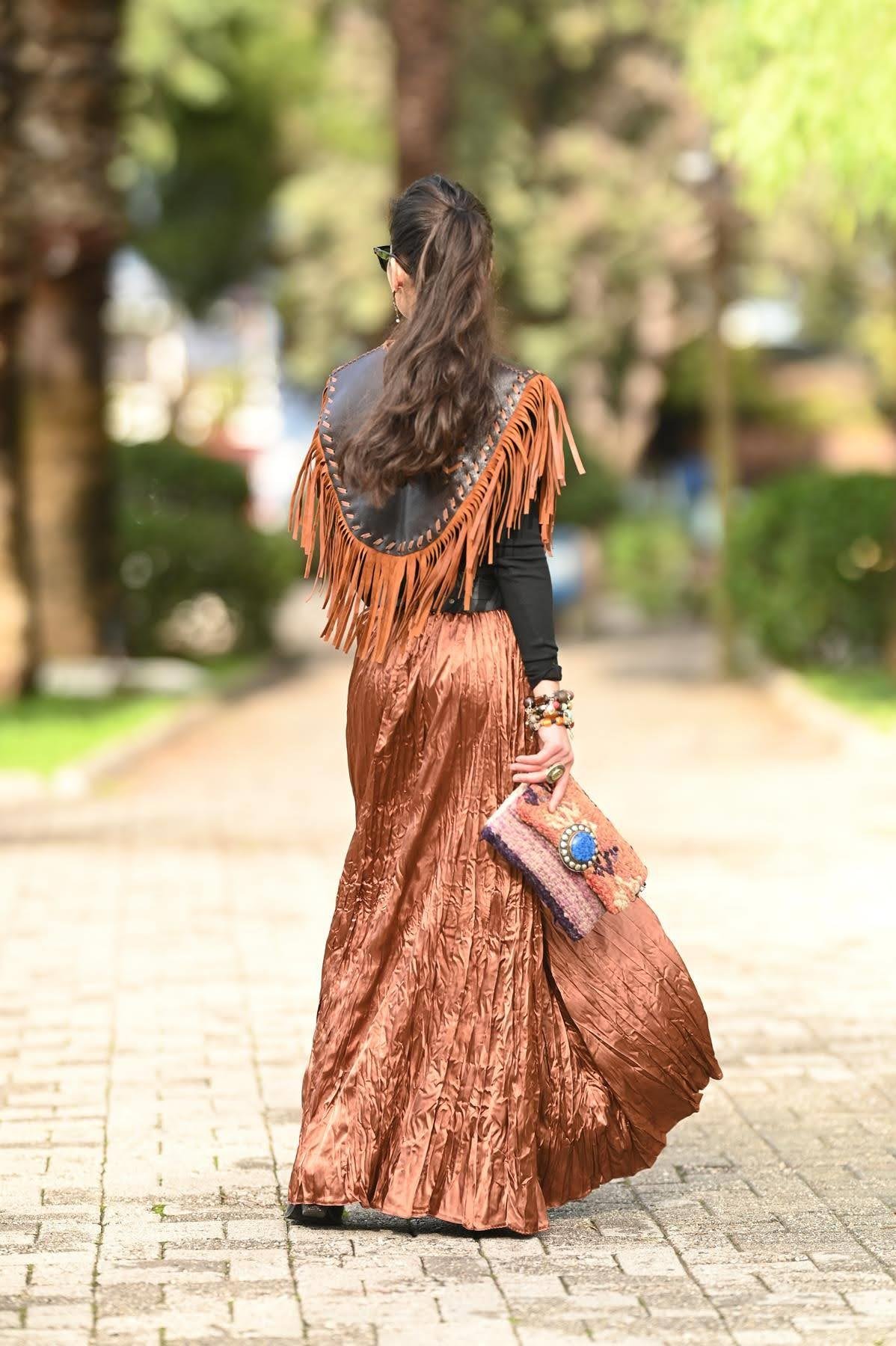 Copper Elastic Waist Crash Skirt