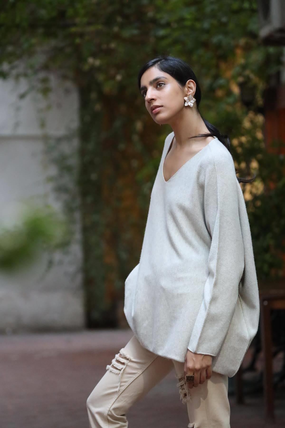 Beige Soft Texture Oversize Blouse