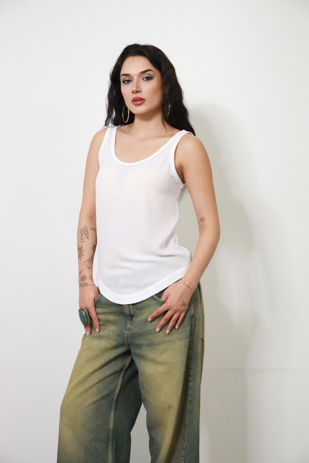 White Woven Tank Top