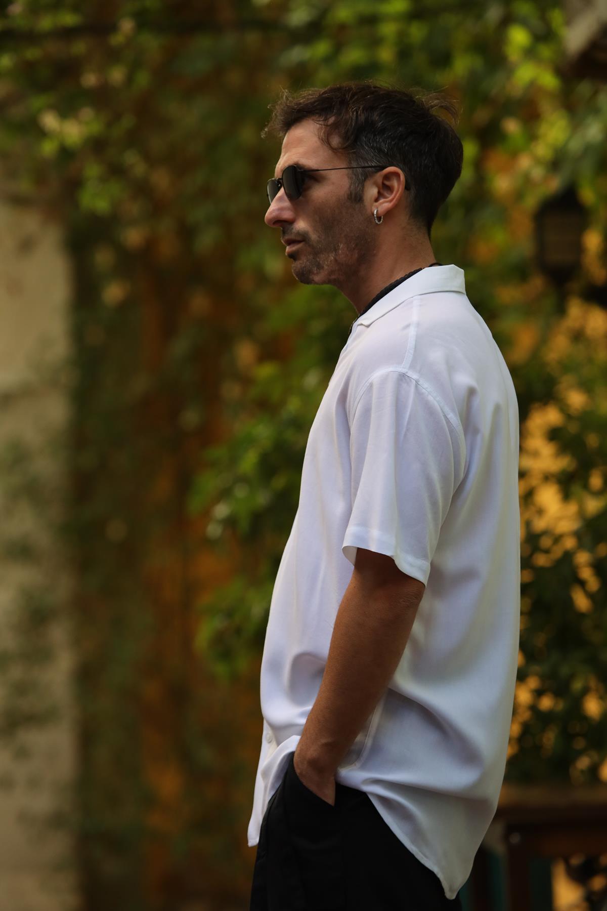 Beyaz Kısa Kollu Erkek Gömlek