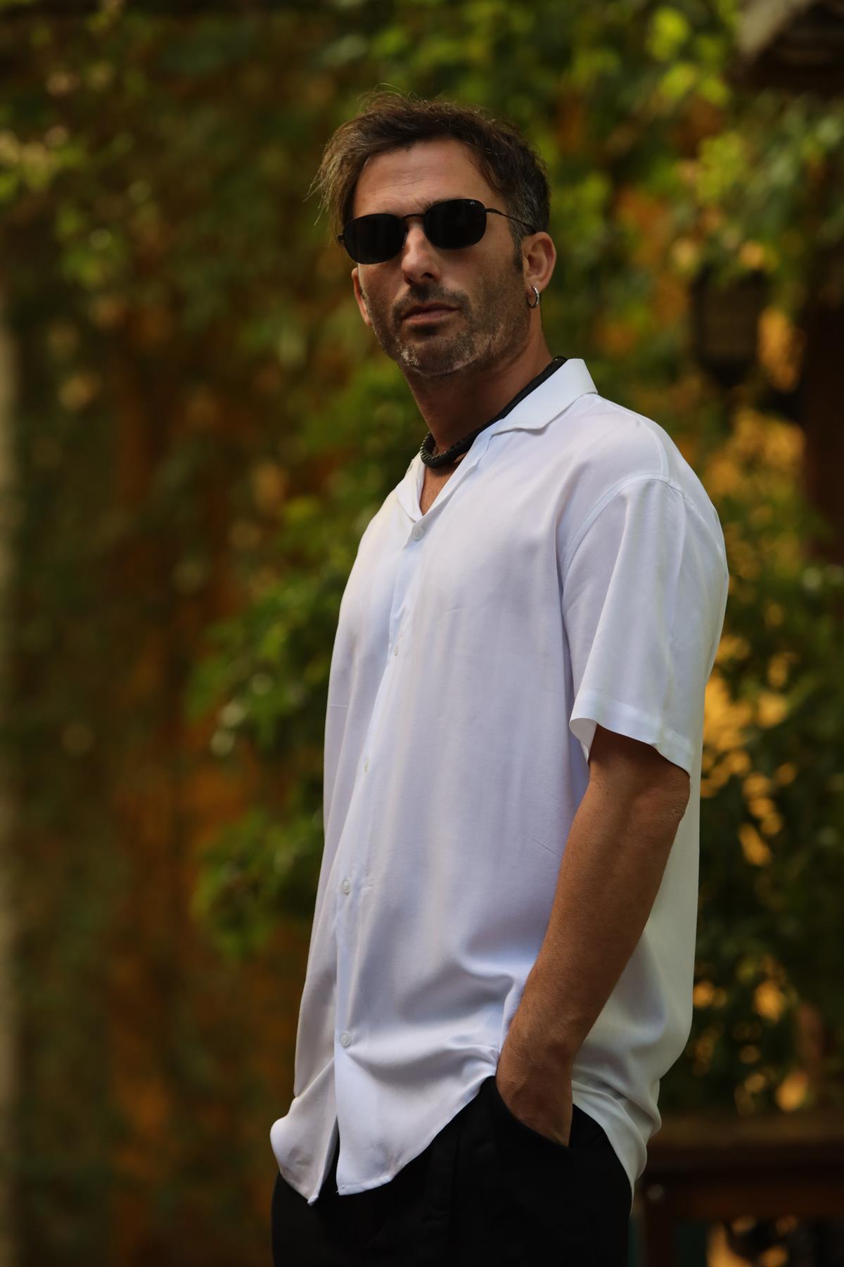 Beyaz Kısa Kollu Erkek Gömlek