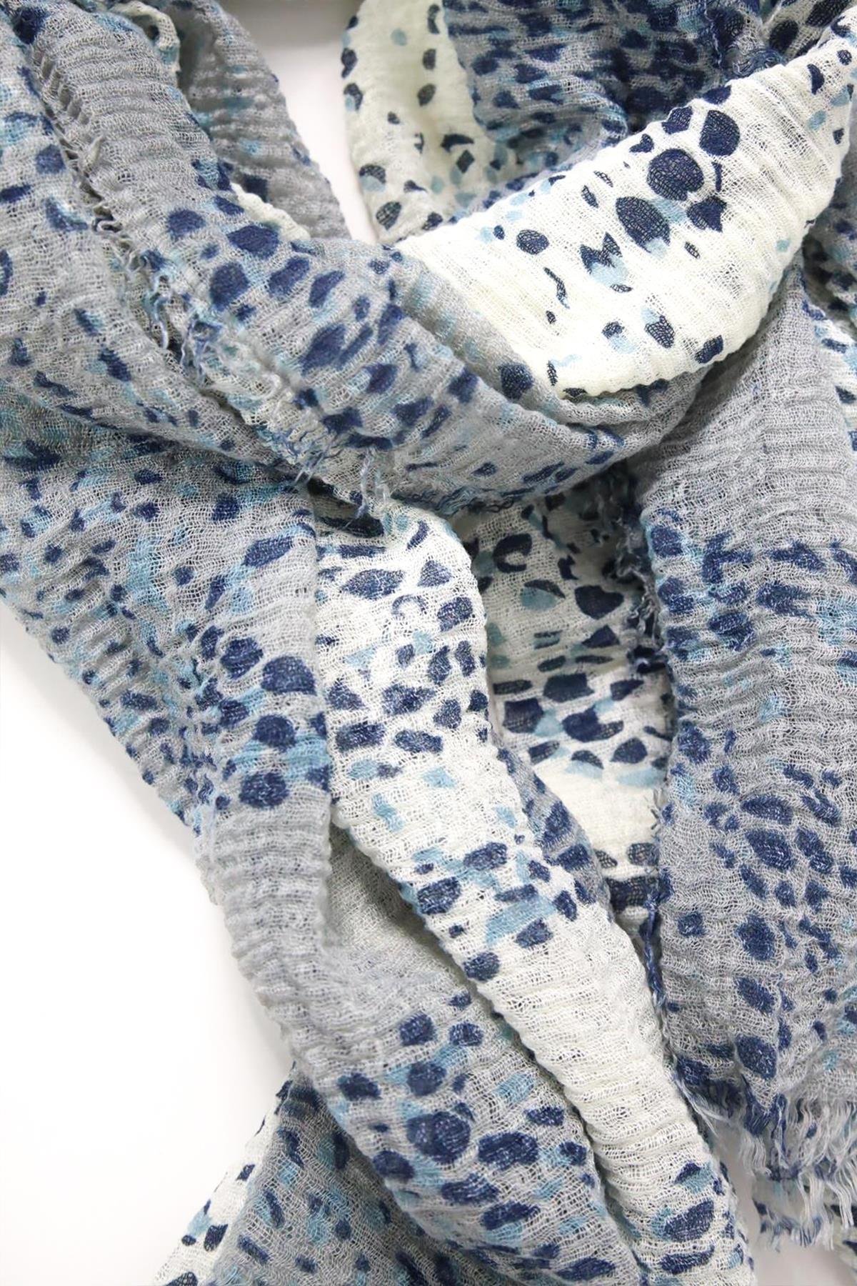 Gri Leopar Desenli Pamuk Şal - Şaman Butik Gri Leopar Desenli Pamuk Şal