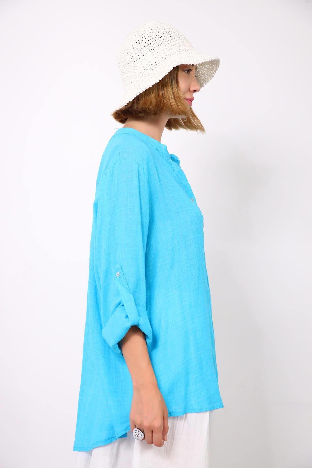  Turkuaz Hakim Yaka Gömlek