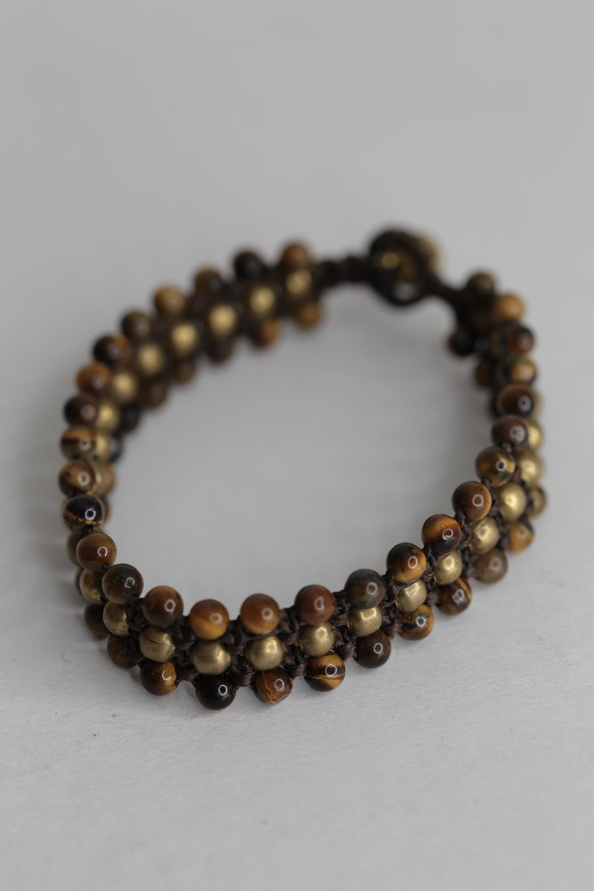 Bronz Kaplan Gözü Üç Sıra Bileklik - Şaman Butik Bronz Kaplan Gözü Üç Sıra Bileklik