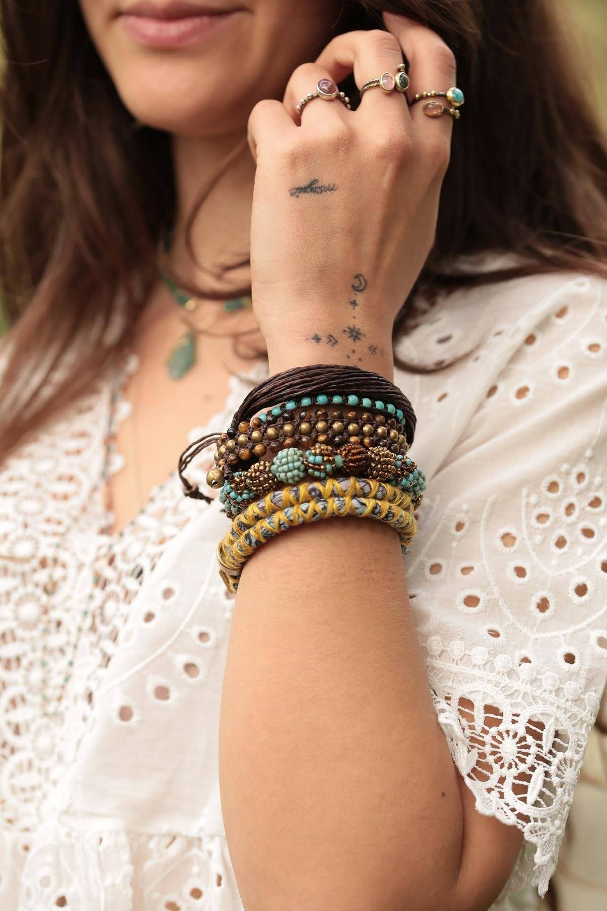 Bronz Kaplan Gözü Üç Sıra Bileklik - Şaman Butik Bronz Kaplan Gözü Üç Sıra Bileklik