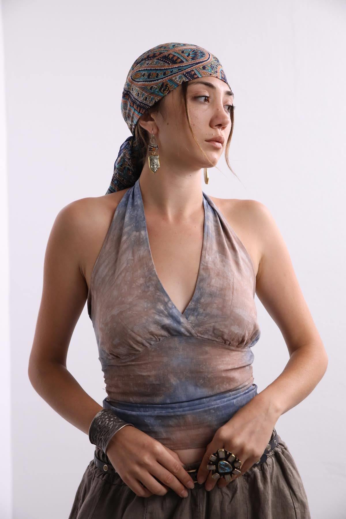 Batikli Bulmaca Bluz - Şaman Butik Batikli Bulmaca Bluz
