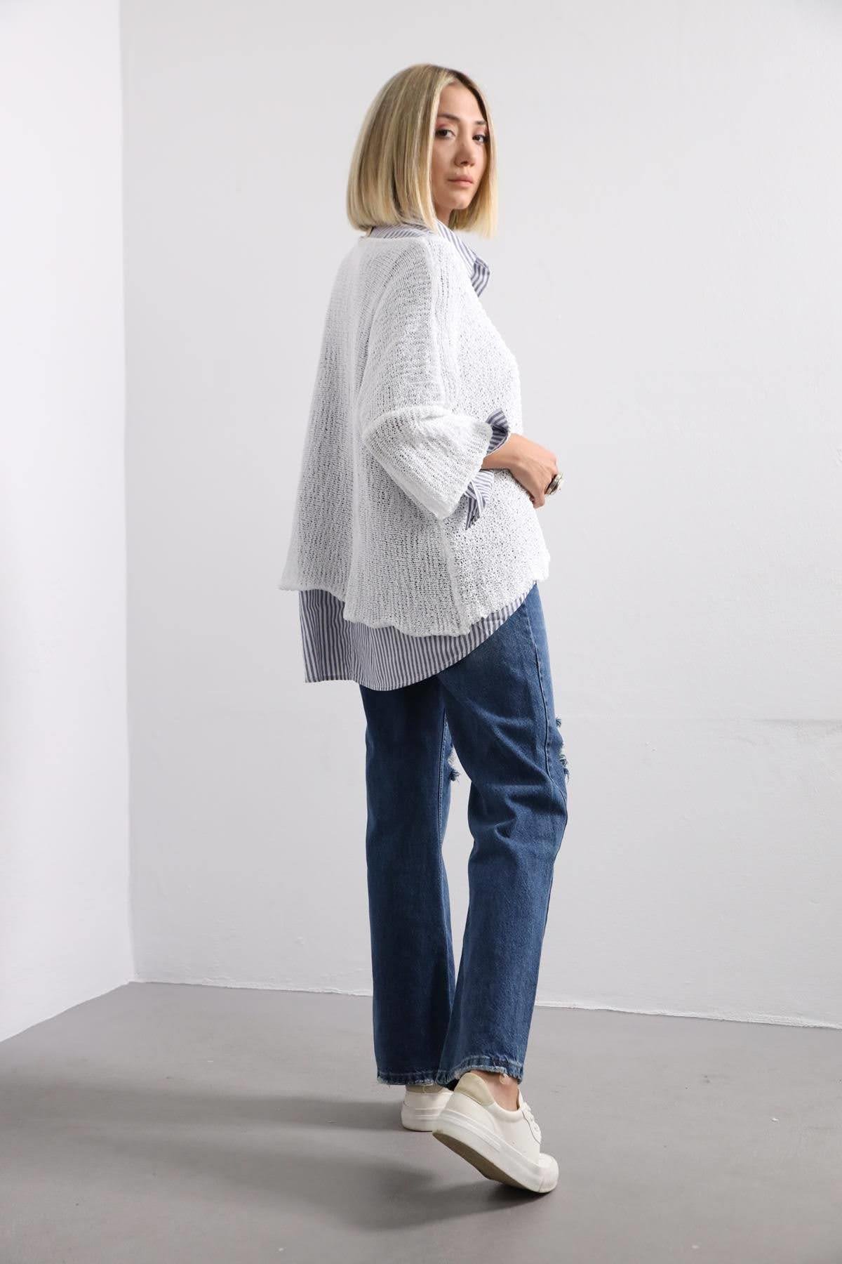 Saman Butik | Shop Online White Lightweight Knitted Blouse