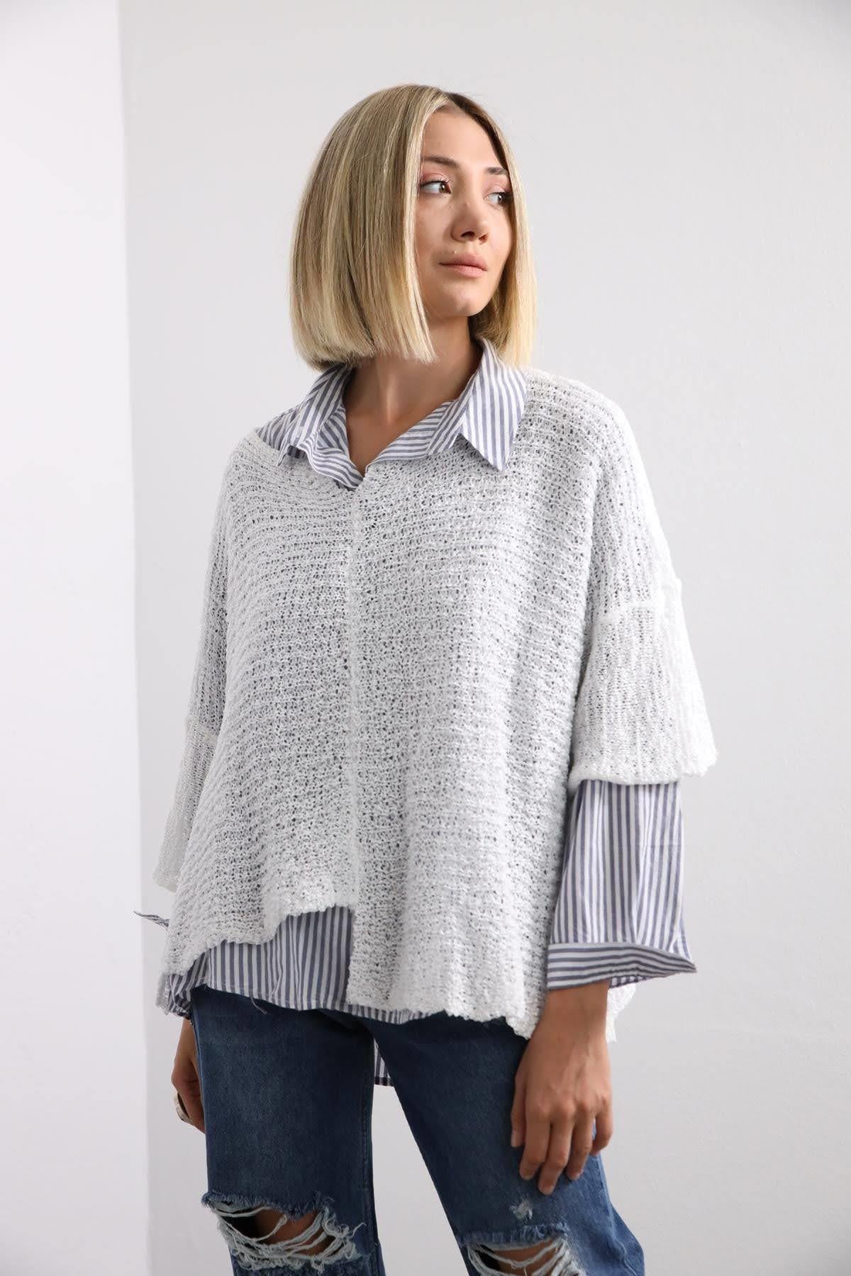 Saman Butik | Shop Online White Lightweight Knitted Blouse