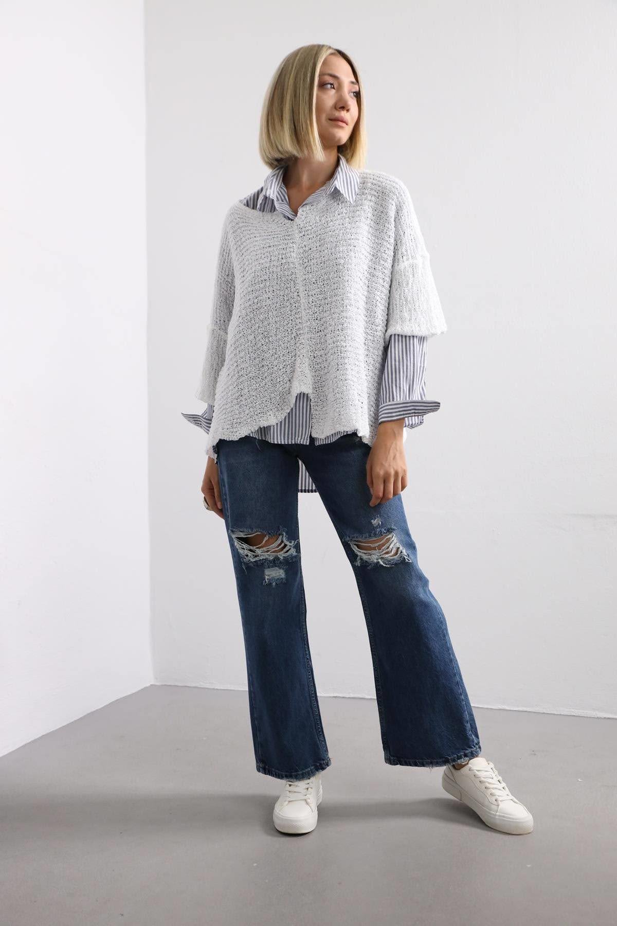 Saman Butik | Shop Online White Lightweight Knitted Blouse