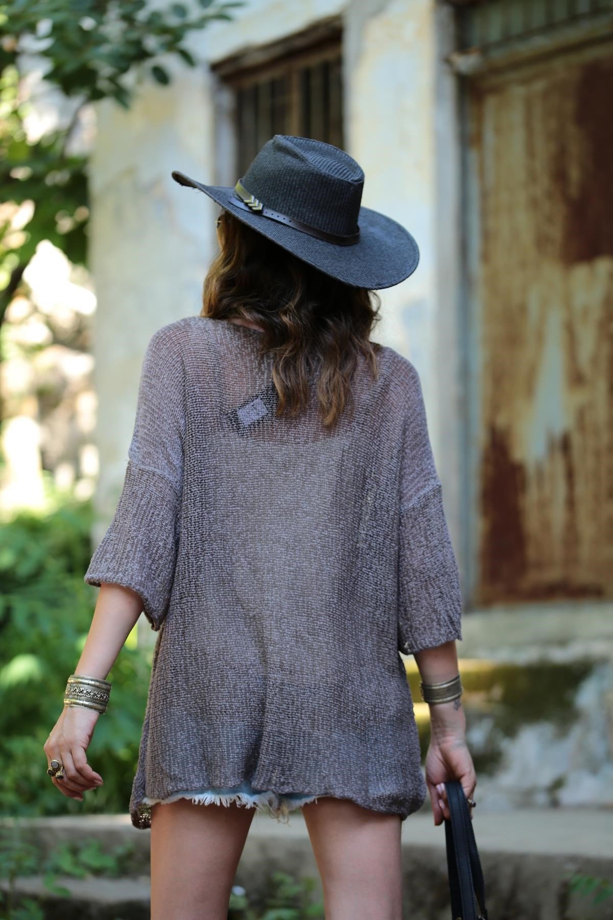  Koyu Gri Tensel Merserize Bluz