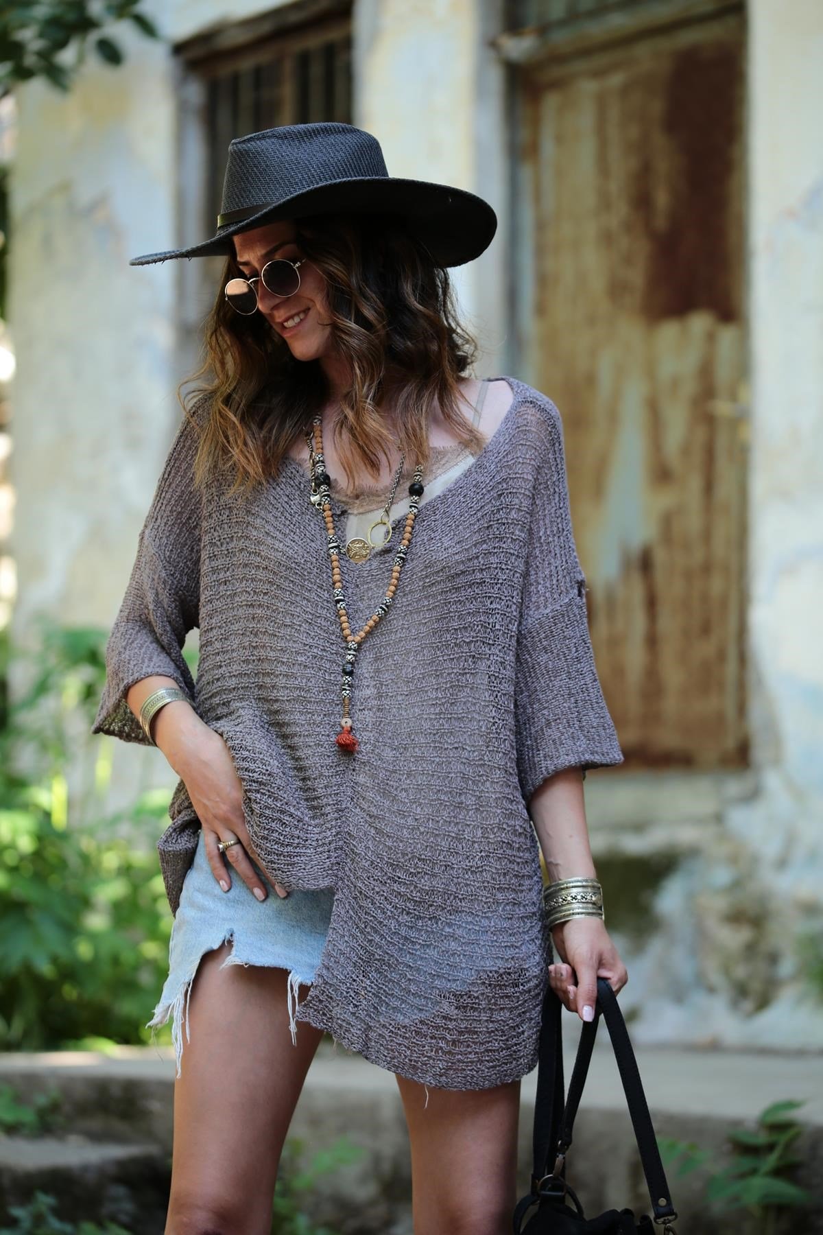  Koyu Gri Tensel Merserize Bluz