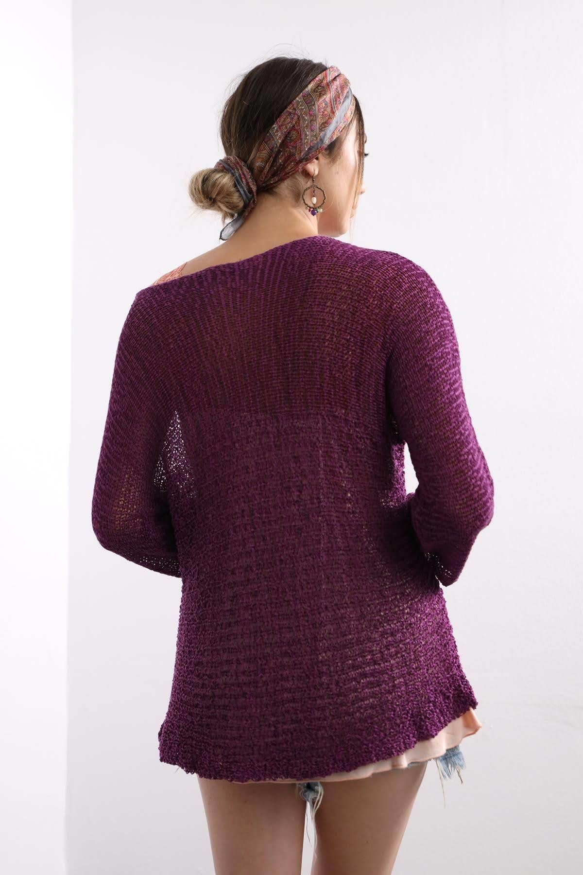 Mor Merserize Bluz - Şaman Butik Mor Merserize Bluz