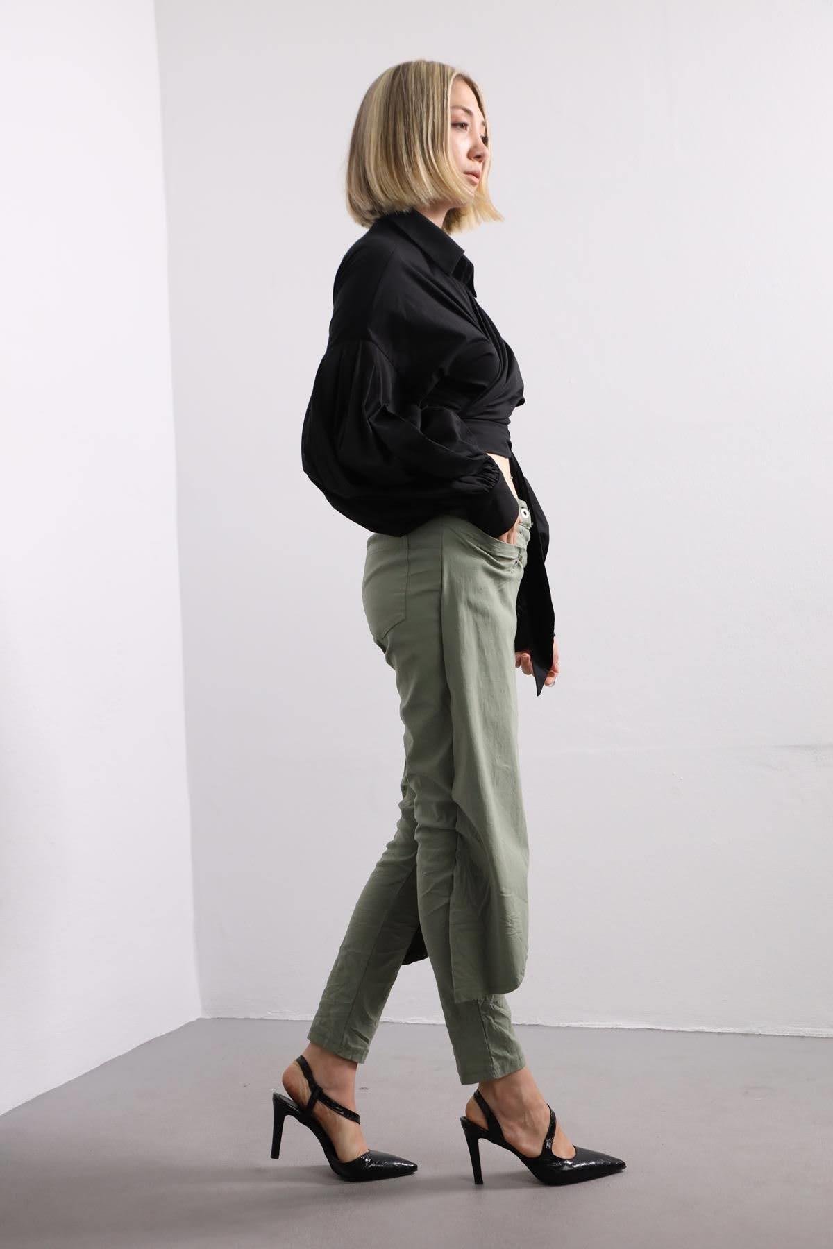 Black Puff Sleeve Tie Detail Blouse - Şaman Butik | Shop Online Black Puff Sleeve Tie Detail Blouse