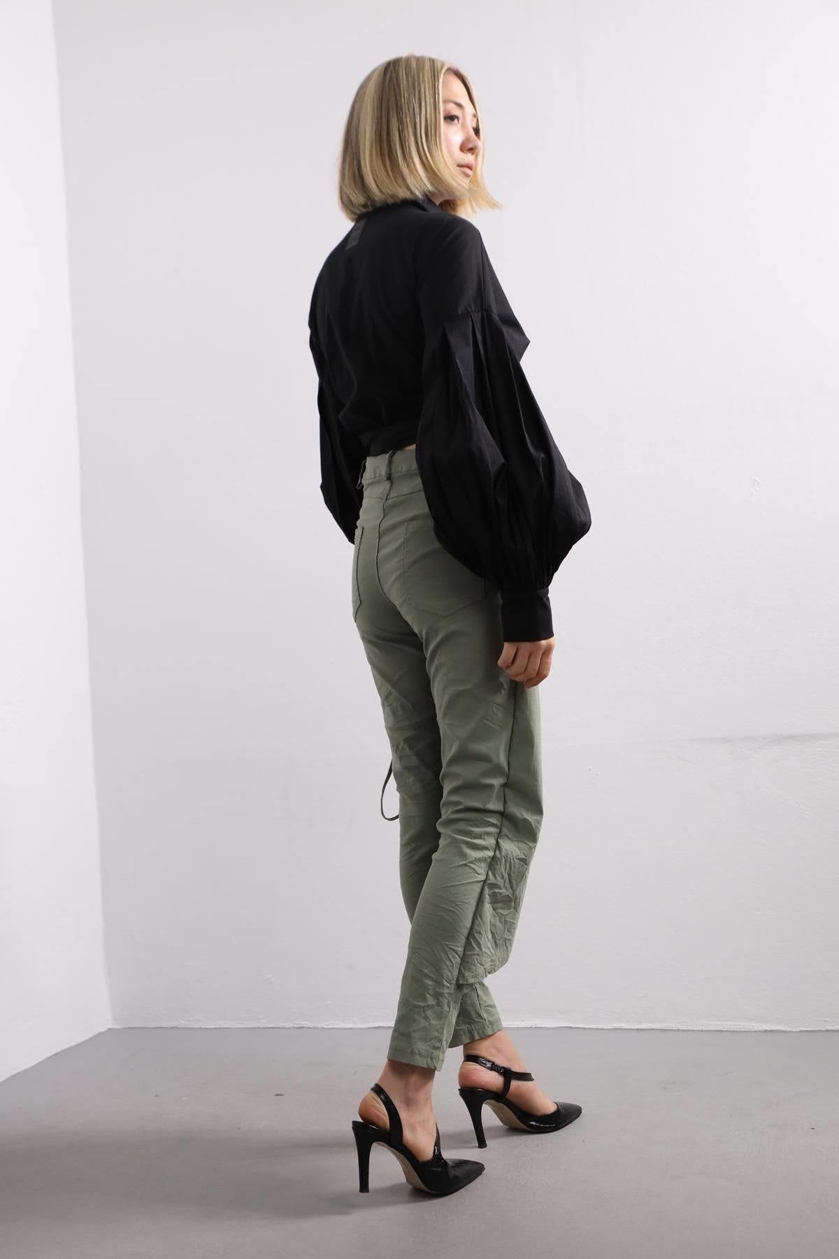 Black Puff Sleeve Tie Detail Blouse - Şaman Butik | Shop Online Black Puff Sleeve Tie Detail Blouse