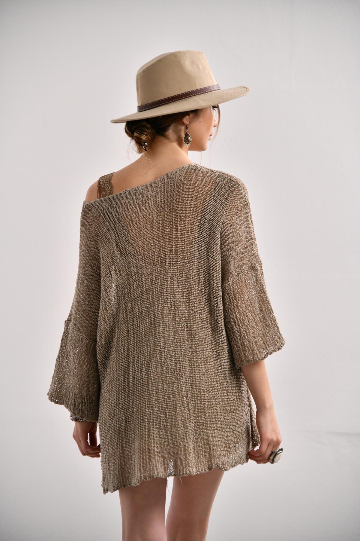 Saman Butik | Shop Online Mink Color Lightweight Knitted Blouse