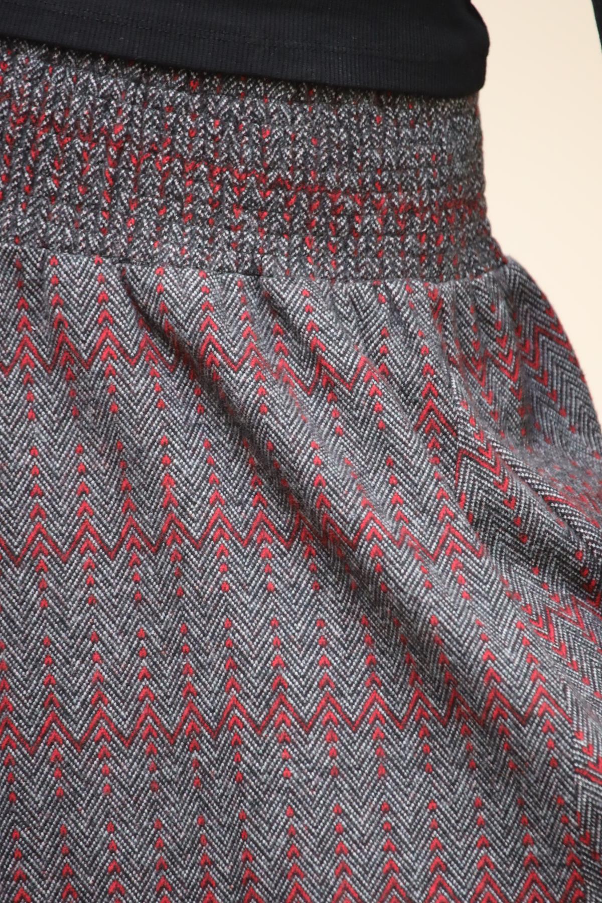 Bordo Gipe Bel Detaylı Kışlık Şalvar