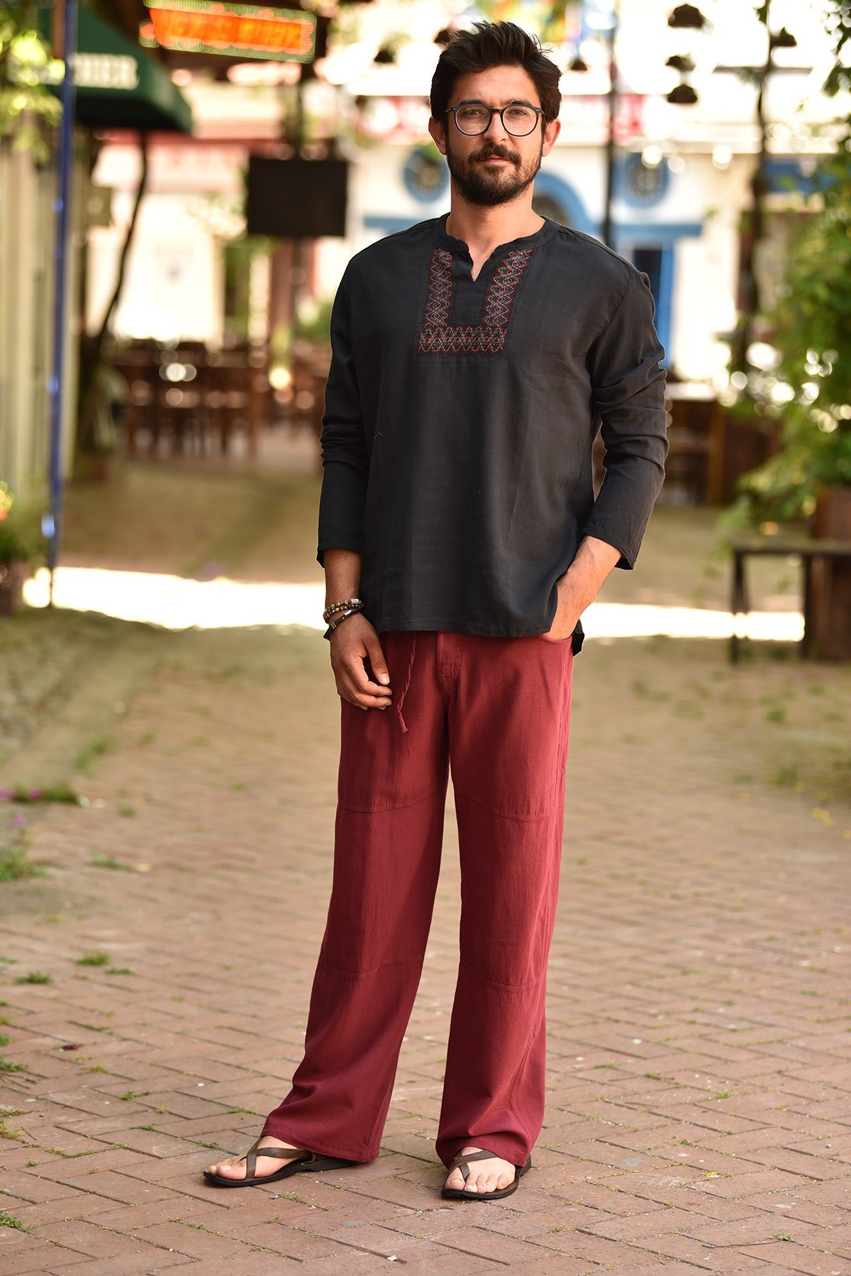 Bordo Nepali Rahat Kesim Erkek Pantolon