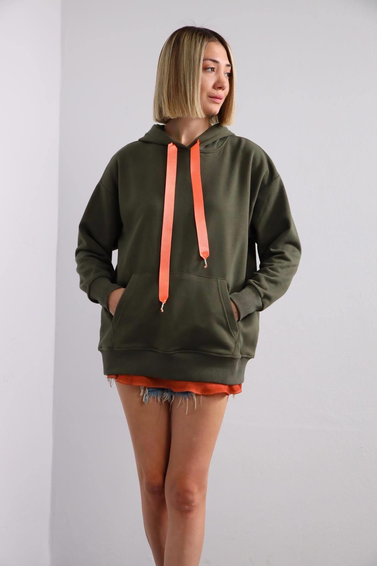 Khaki Kangaroo Pocket Hoodie - Saman Butik | Shop Online Khaki Kangaroo Pocket Hoodie