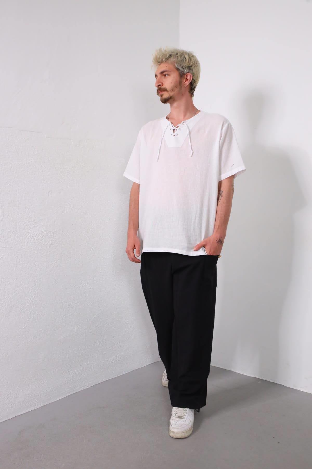  Siyah Beli Desenli Balıkçı Pantolon