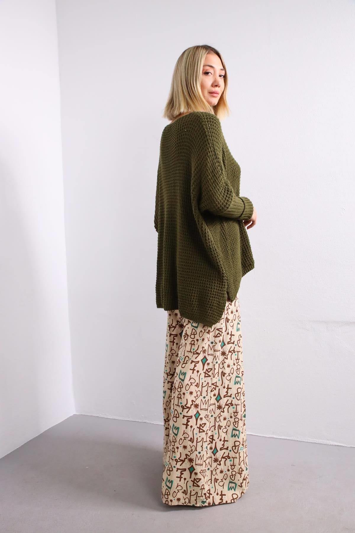 Cream Color Patterned Loose Pants Cream Color Patterned Loose Pants