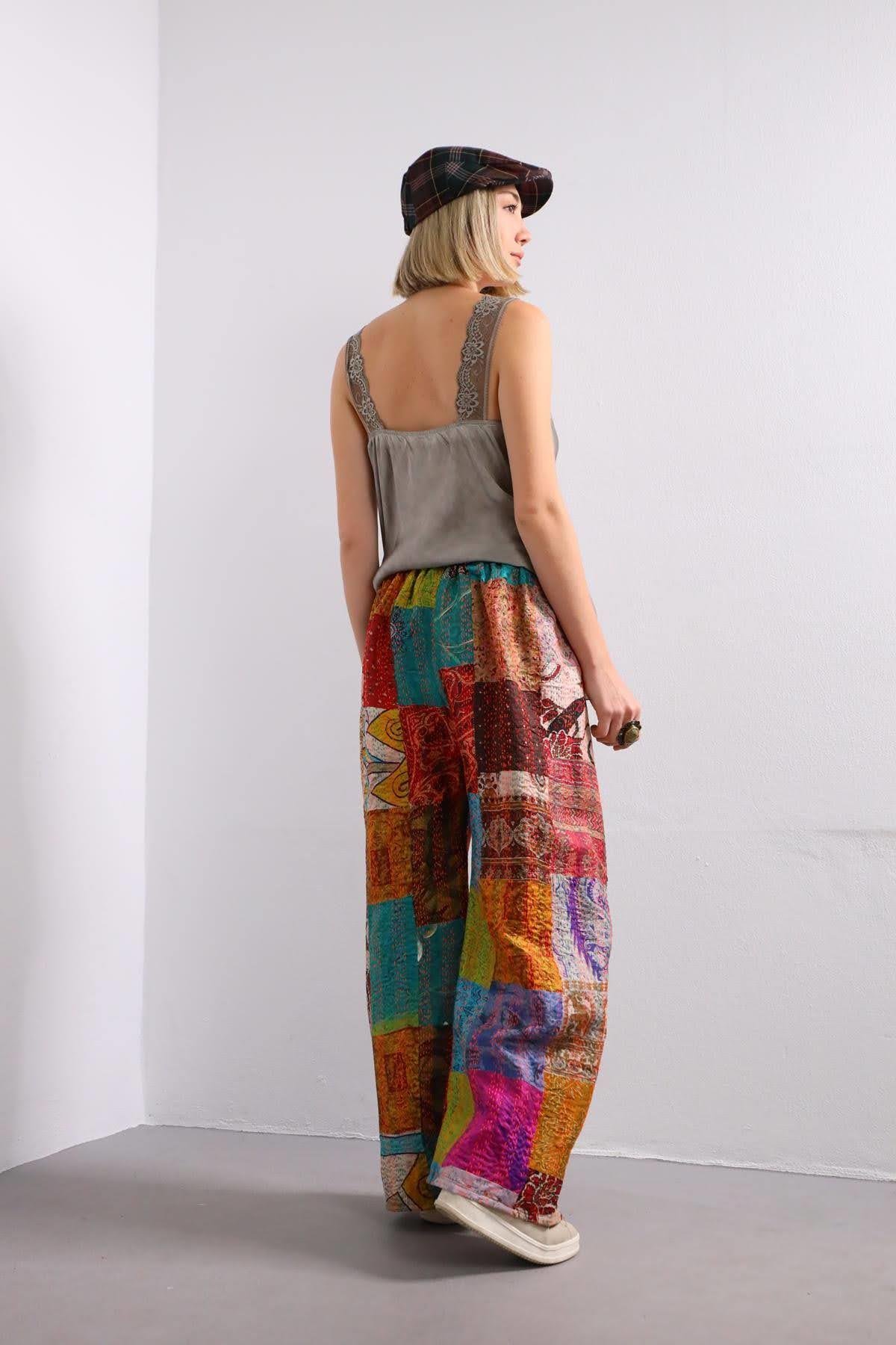 Renkli Patchwork Pantolon - Şaman Butik Renkli Patchwork Pantolon