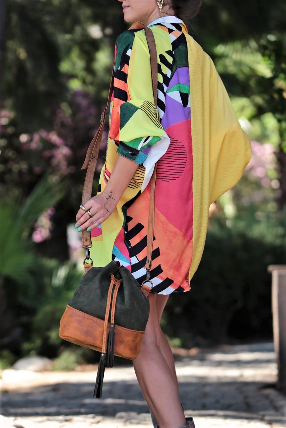 Saman Butik | Shop Online Haki Büyük Boy Deri Torba Çanta