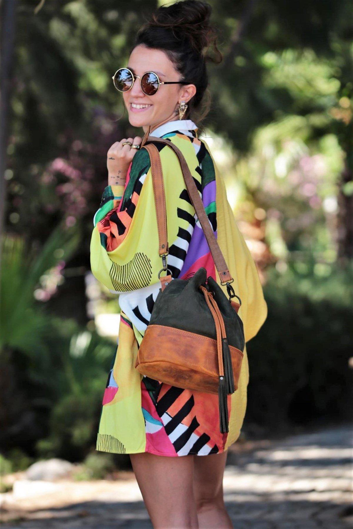 Saman Butik | Shop Online Haki Büyük Boy Deri Torba Çanta