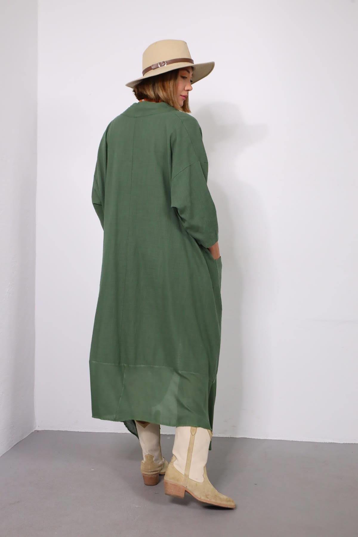 Haki Cepli Pamuk Judith Tunik - Şaman Butik Haki Cepli Pamuk Judith Tunik