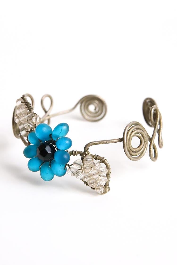 Çiçek Figürlü Cam Bileklik - Şaman Butik Çiçek Figürlü Cam Bileklik