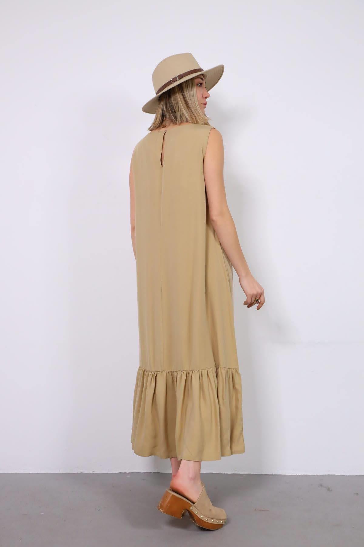 Camel Color Scoop Neck Sleeveless Dress Camel Color Scoop Neck Sleeveless Dress