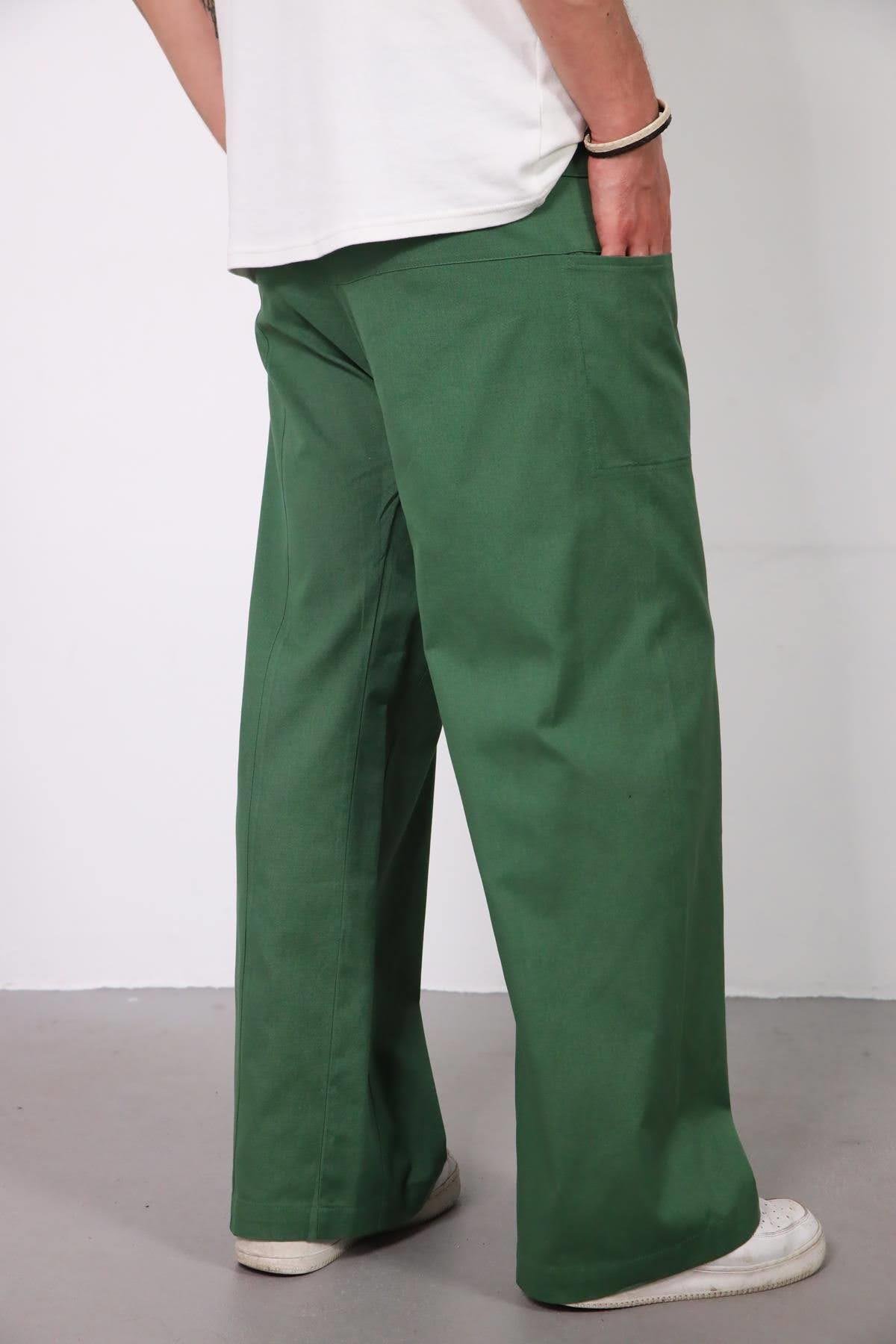  Yeşil Rahat Kesim Balıkçı Pantolon