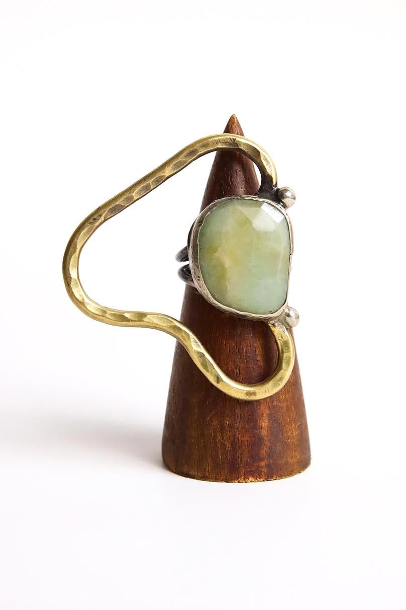  Gümüş Kaplama Bronz Tasarım Yeşim Taşlı Yüzük