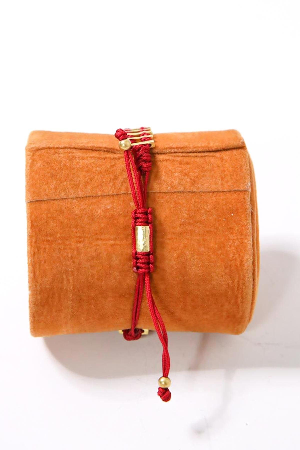 Alloy Madeni Bordo İpli El Yapımı BilekliK - Şaman Butik Alloy Madeni Bordo İpli El Yapımı Bileklik