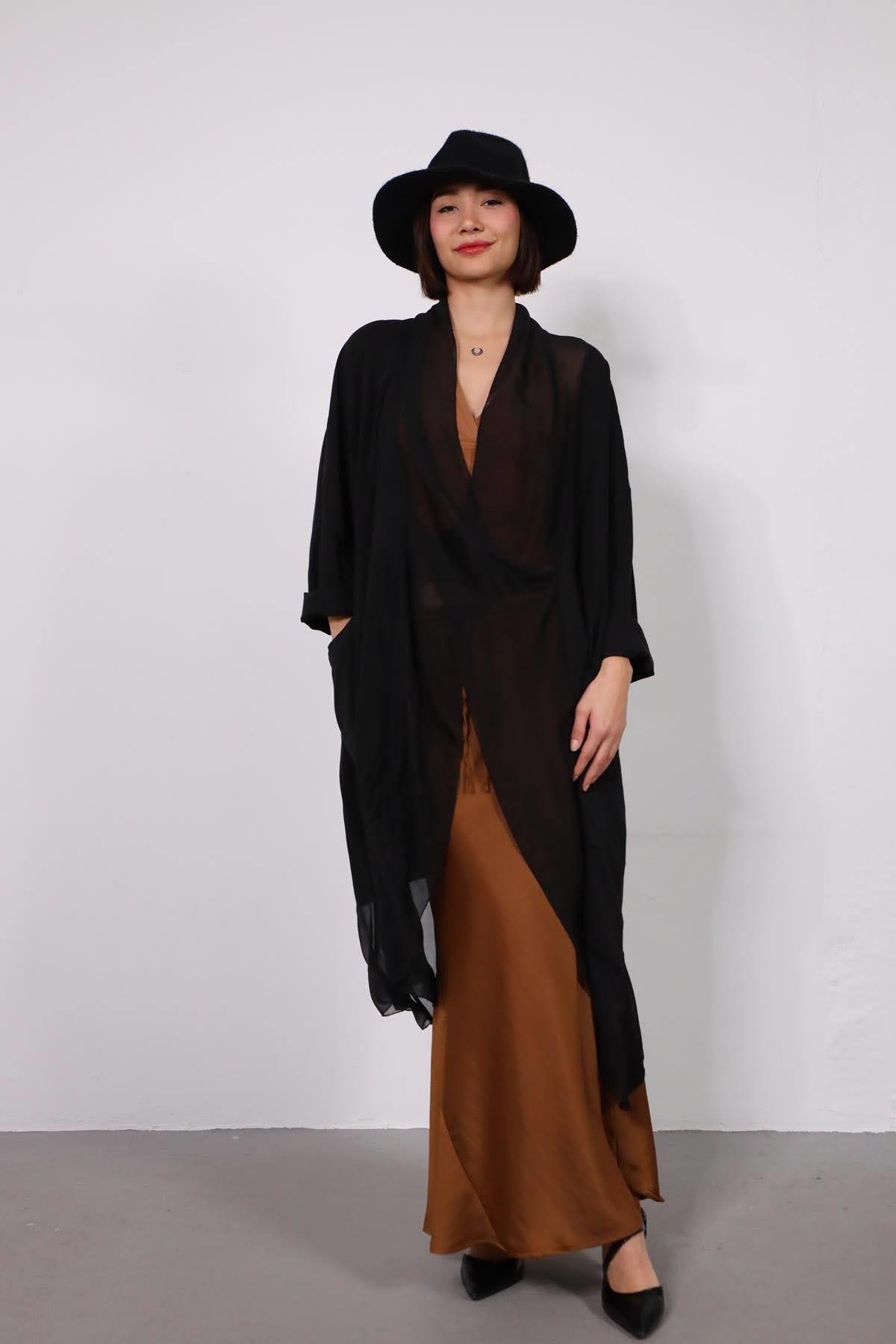 Black Silk Collar Judith Tunic - Şaman Butik | Boho Fashion Black Silk Collar Judith Tunic