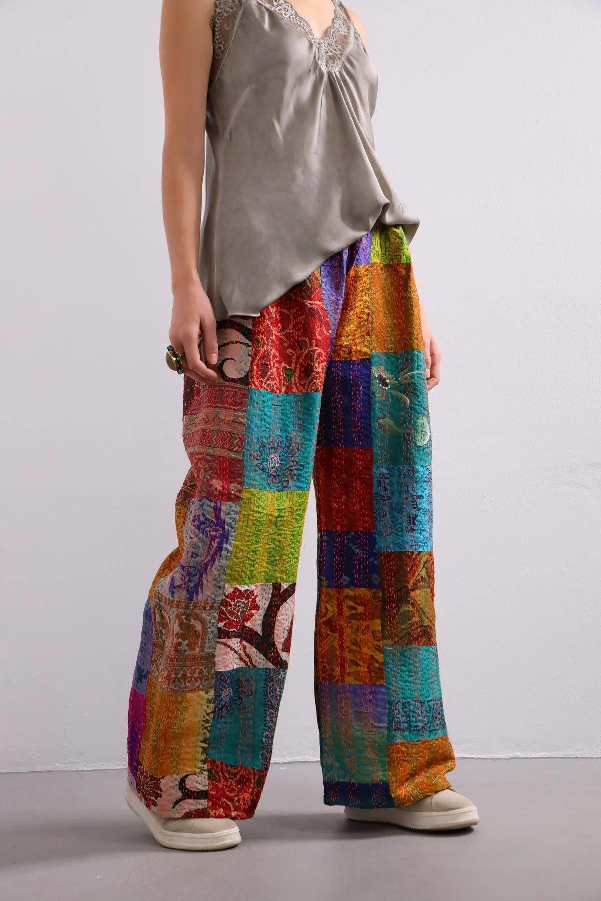 Renkli Patchwork Pantolon - Şaman Butik Renkli Patchwork Pantolon