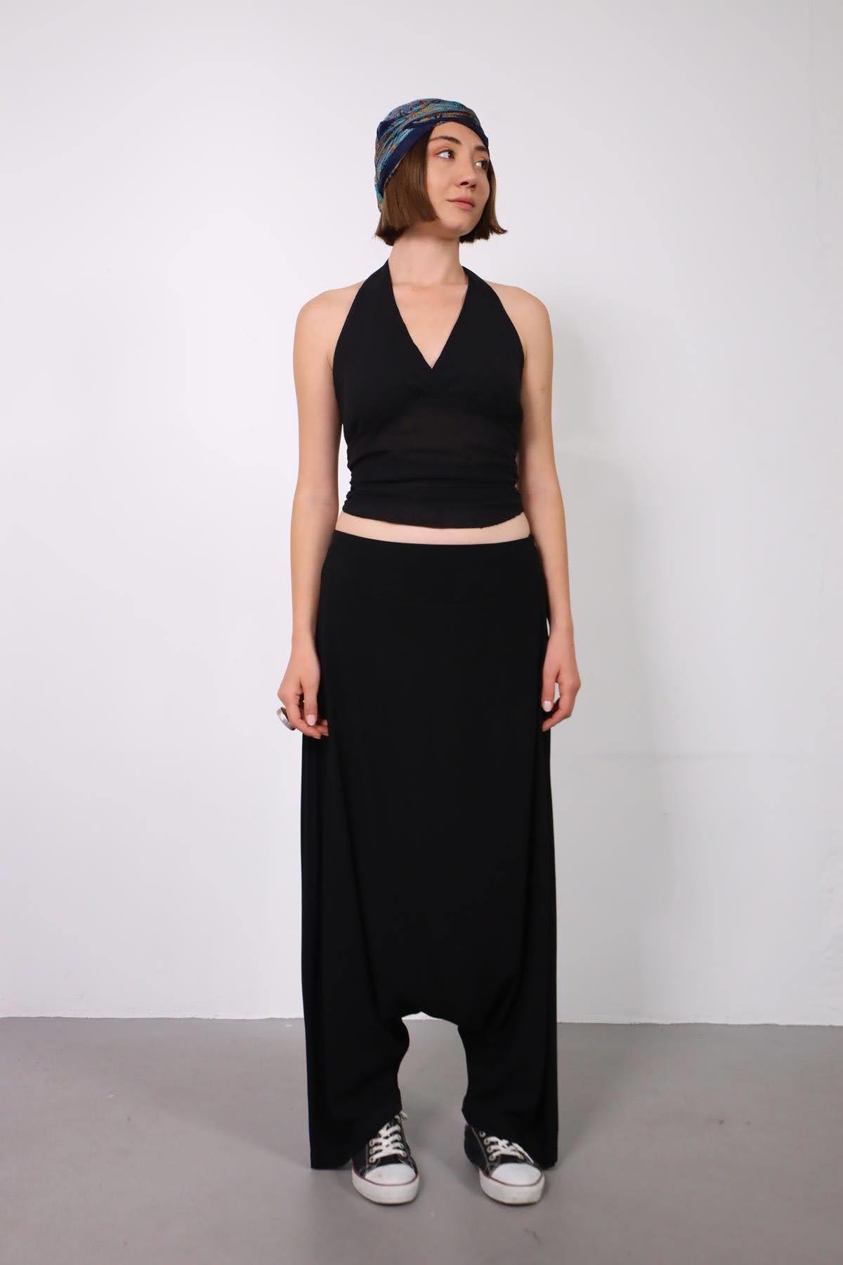 Black Zippered Harem Pants - Saman Butik | Shop Online Black Zippered Harem Pants