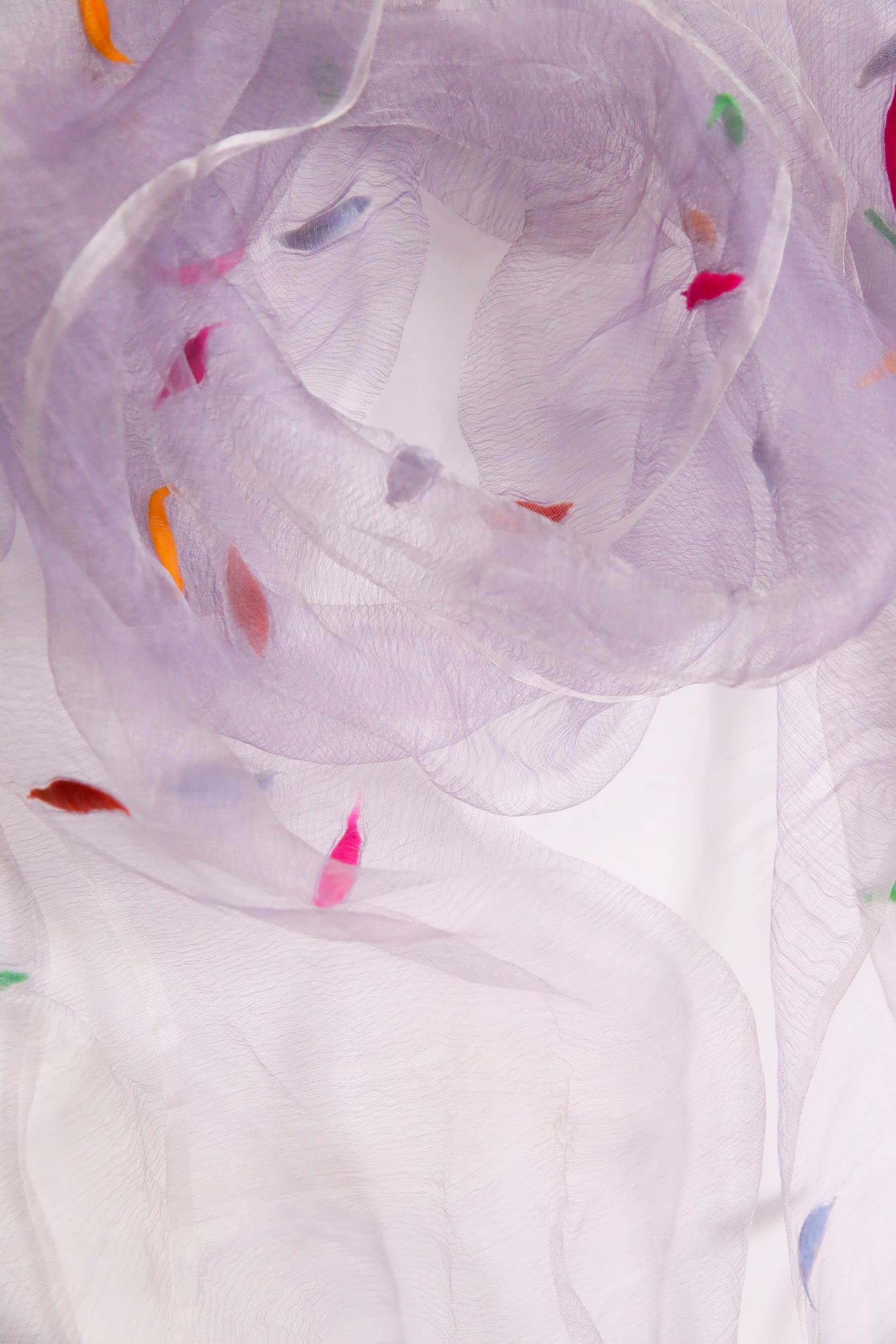 Gri Renkli Pamuk Desenli Tül Şal - Şaman Butik Gri Renkli Pamuk Desenli Tül Şal