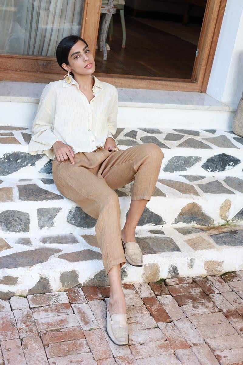 Camel Rengi Beli İpli Judith Pantolon - Şaman Butik Camel Rengi Beli İpli Judith Pantolon