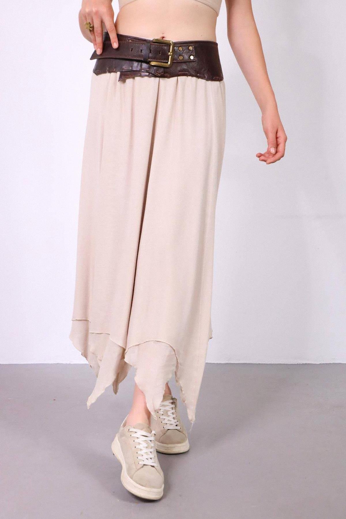 Koyu Kahverengi Parçalı Deri Kemer - Şaman Butik Koyu Kahverengi Parçalı Deri Kemer