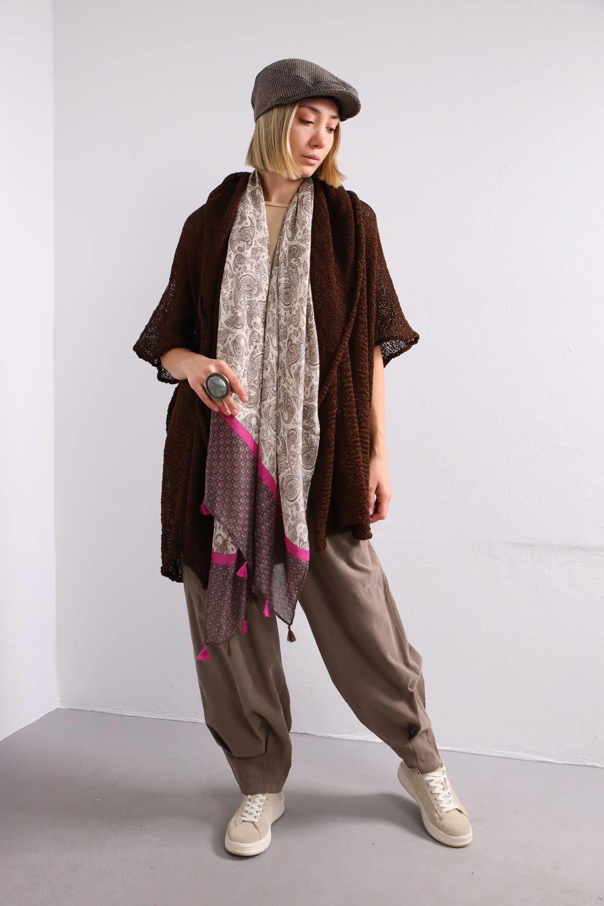 Dark Brown Mercerized Hoodie Cardigan Dark Brown Mercerized Hoodie Cardigan